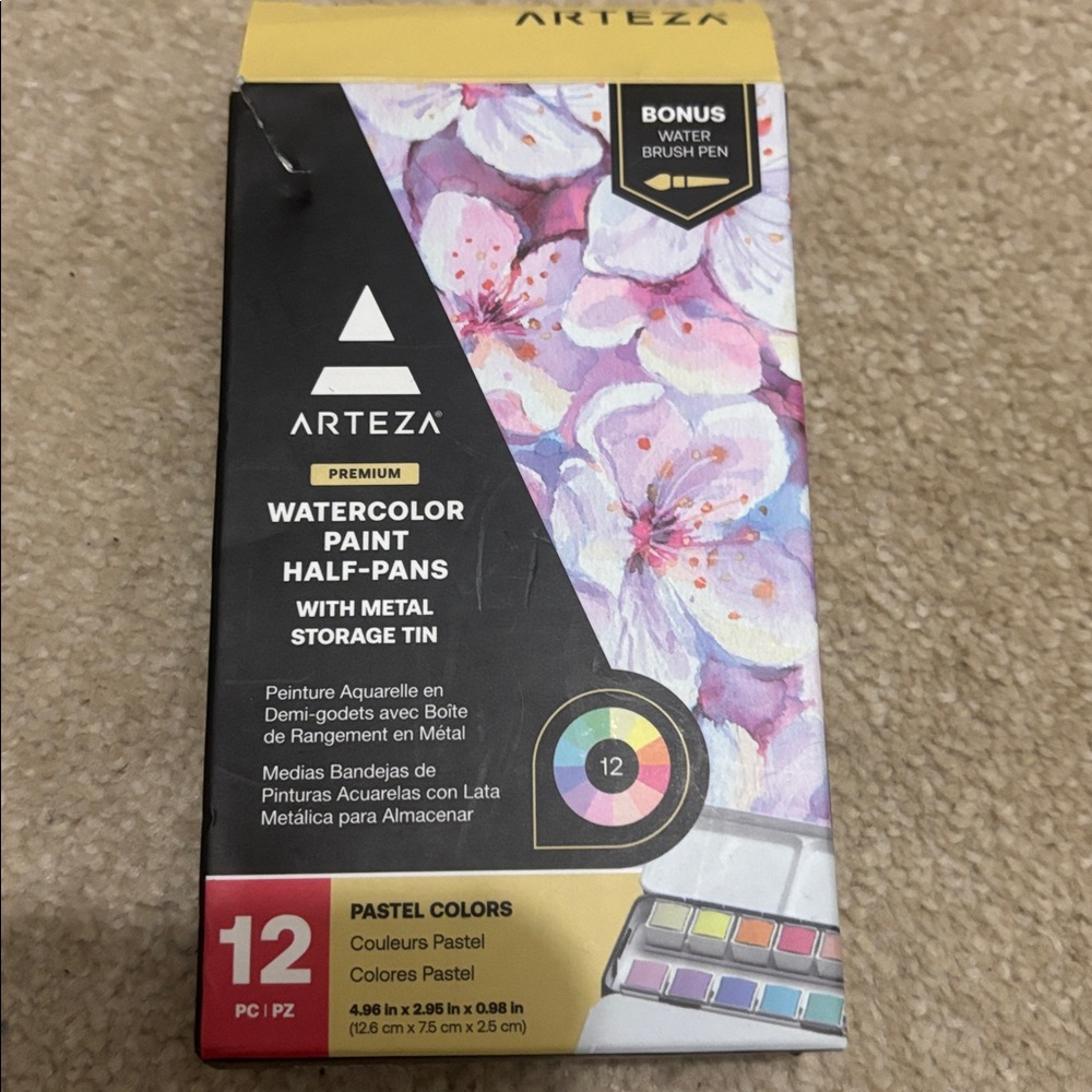 Watercolor Paint Half-Pans with Metal Storage Tin - Pastel Colors